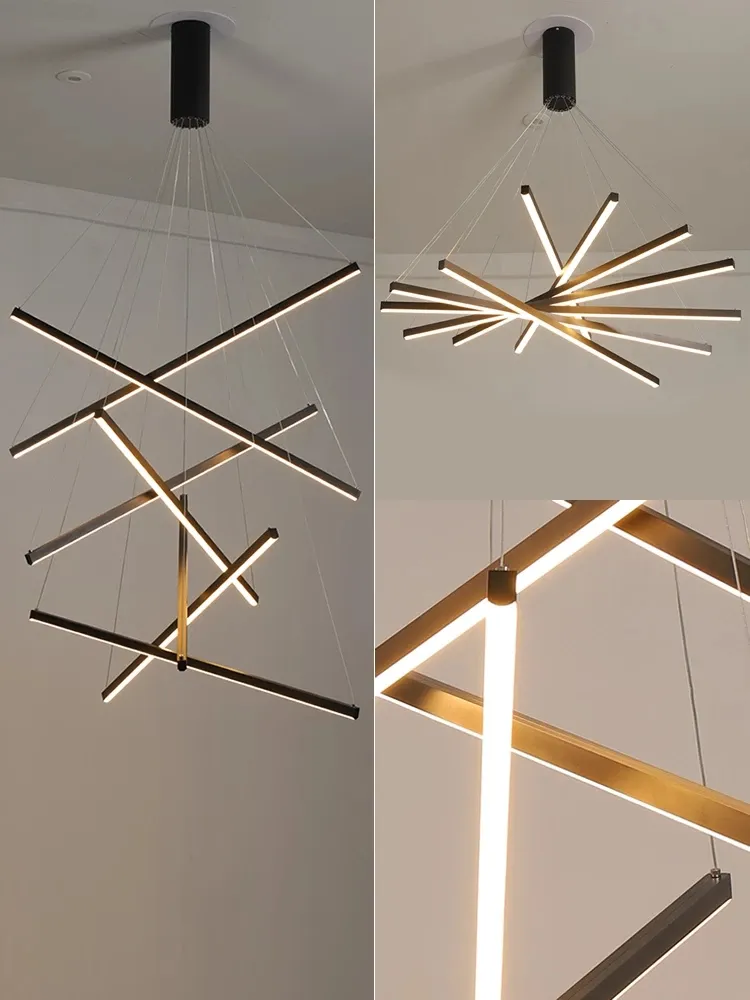 Aluminium Bar LED -ljuskrona Modern inomhus deco vardagsrum tak ljuskronor matsal hängslampa duplex lägenhetslampor 306m