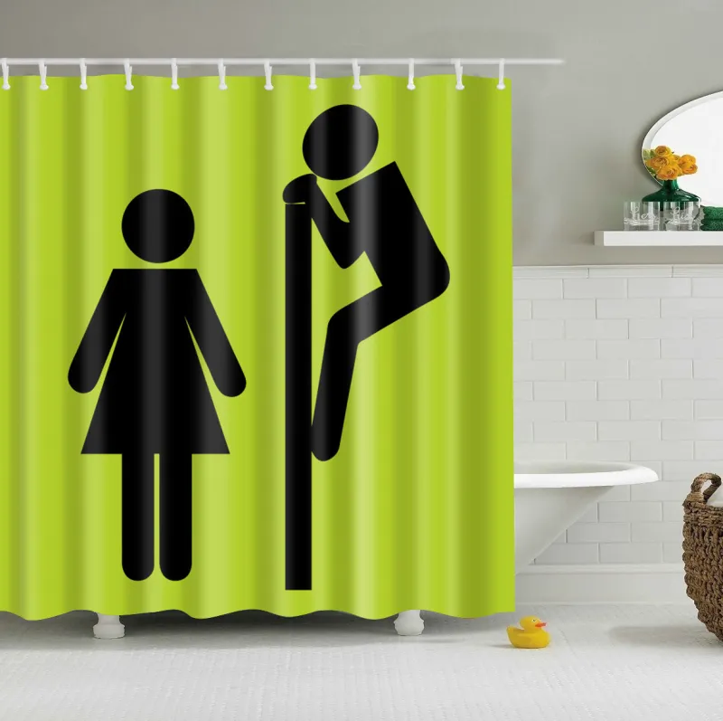 Tecido de poliéster à prova d'água cortinas de chuveiro de banheiro 3d de desenho animado