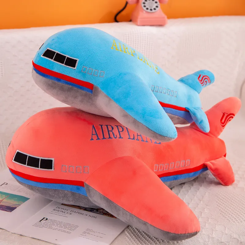 Nouveau 40 cm 50 cm 60 cm grande taille Simulation avion jouets en peluche enfants dormir dos coussin doux avion en peluche oreiller poupées cadeau 201441667