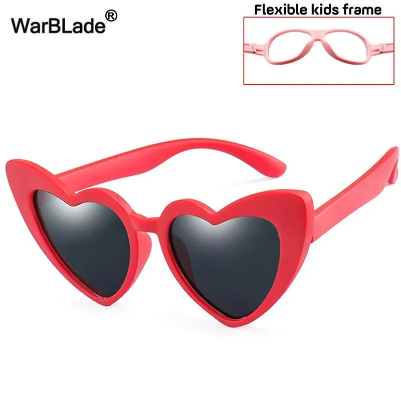 WarBLade Bambini Bambini Occhiali da sole polarizzati Moda a forma di cuore Ragazzi Ragazze Occhiali da sole UV400 Telaio di sicurezza flessibile bambini Eyewear288w