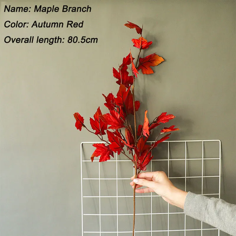 5 stuks nep esdoornblad kunstplant tak voor bloem muur bruiloft achtergrond decoratie huis tuin display rode bladeren1753