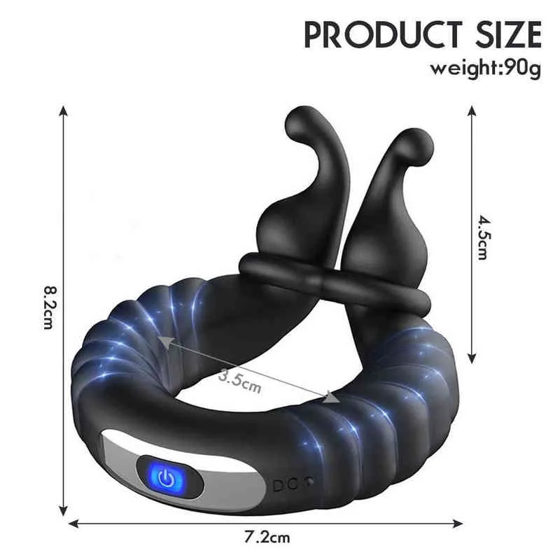 NXY Sex Products Anillo Vibrador de Silicona Para Adultos, Juguetes Sexuales Hombres, Cabezas Pene, Cerradura Semen, Retardante Eyaculacin, 0210