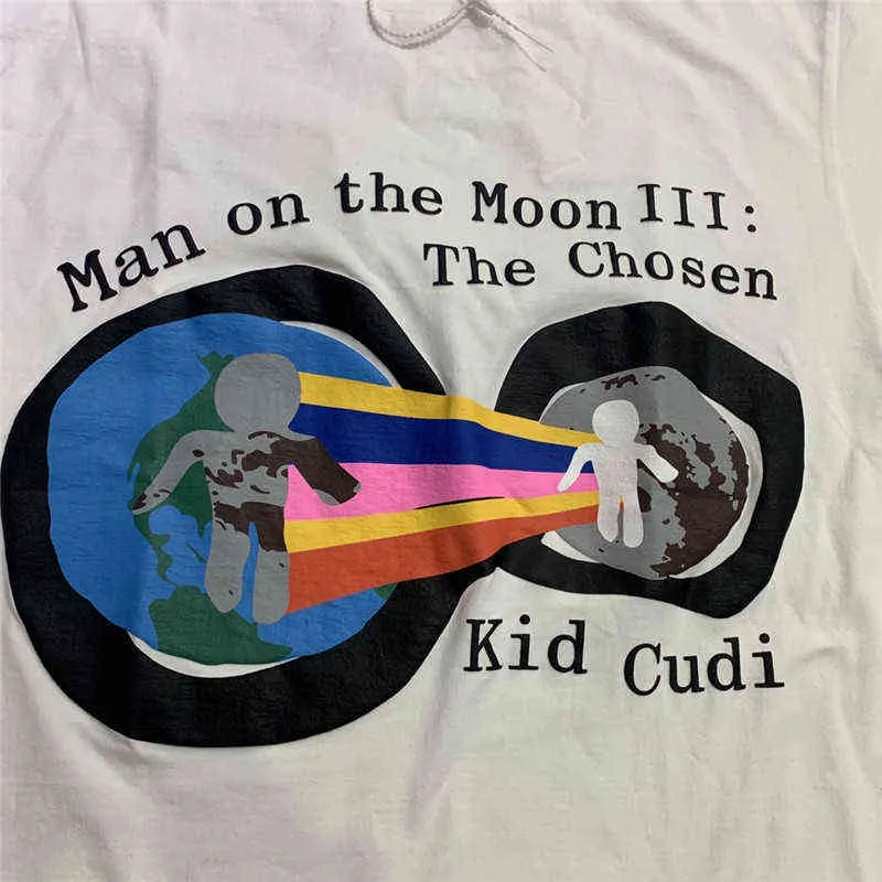 発泡印刷 CPFM × キッド Cudi マンオンザムーン III Tシャツ男性女性 1:1 高品質ブラックホワイトストリート Tシャツ新 G1229