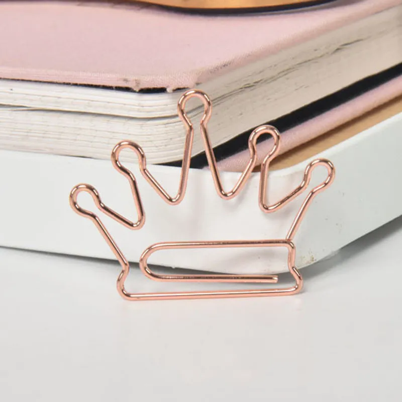 Kreatywne metalowe klipy papierowe Rose Gold Crown Flamingo Paper Clips Blaokmark Memo Planner Clips School Office Stationerery Supplies 25555468