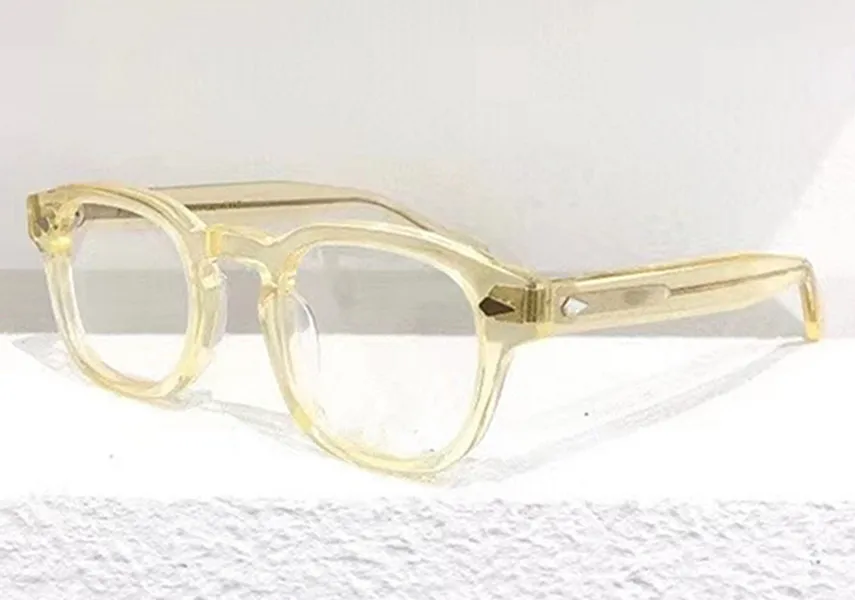 Meerkleurige Johnny Depp retro-vintage zonnebril Frame gewone bril Cart-Carvd 49 46 44 Geïmporteerde plank ronde volledige rand voor Prescrip211d