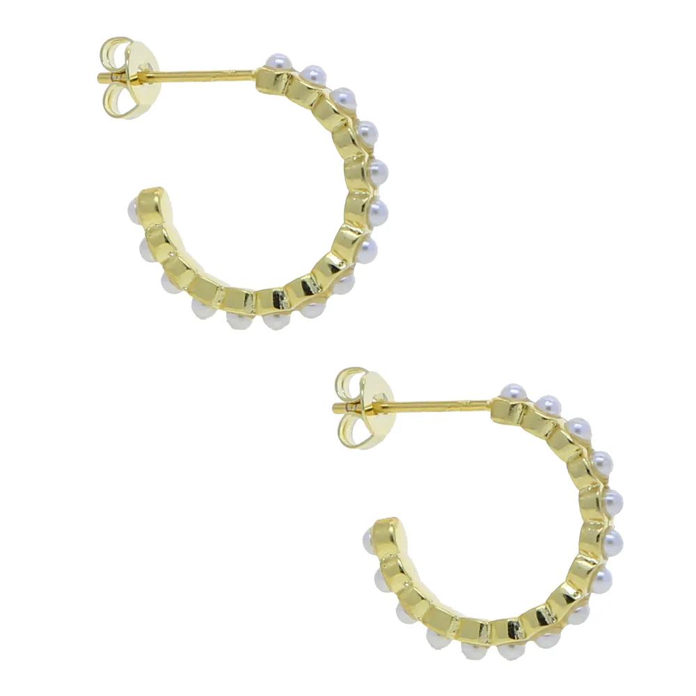 2021 модный женский комплект ювелирных изделий с ободом, белые свежие жемчужные бусины, геометрические круглые маленькие серьги-кольца Whole297v