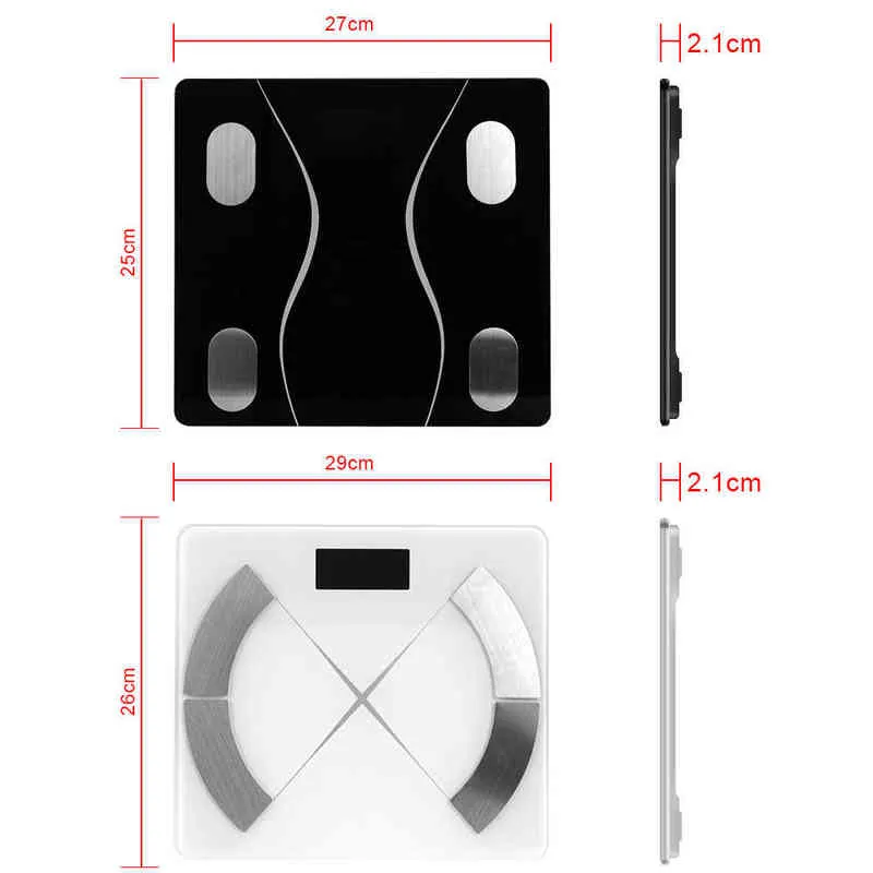 Масштаб для тела Electronic баллов весы весы взвешивания Bluetooth приложение ЖК-дисплей BMI композицию корпуса анализатор цифровой ванной комнаты H1229