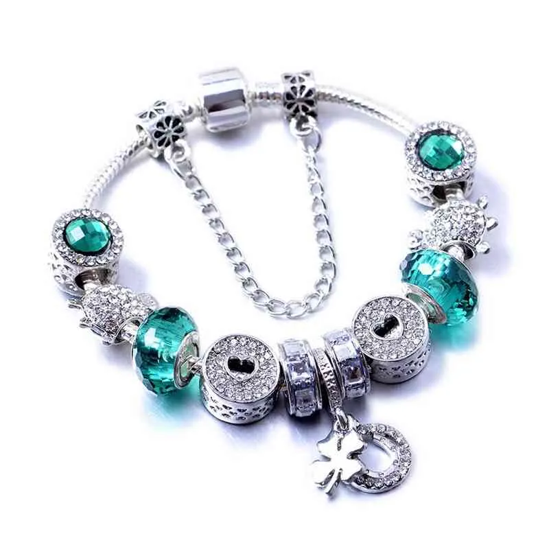 Fashion Lucky Four-leaf Clover Pendant Bracelet Female Charm Personality Wild Small Turtle Beaded5791603