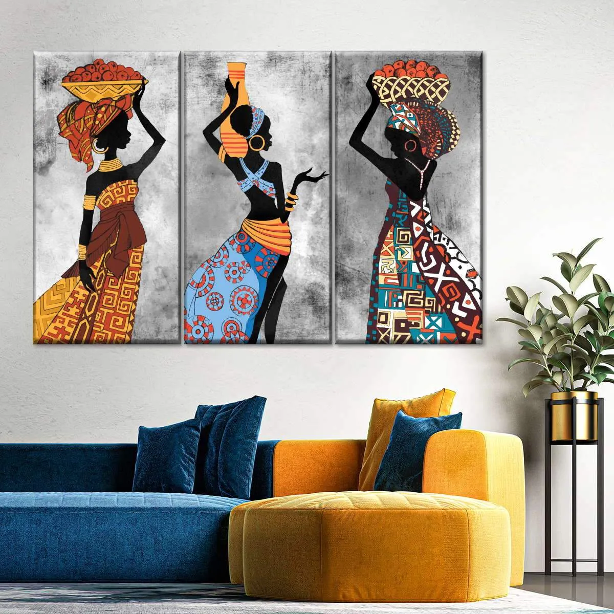 Afrykańskie obrazy sztuki Etnicos Black Women Tańczą plakat płócienne Paint Malarstwo Streszczenie Sztuka obraz do wystroju ściennego Home306o