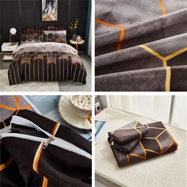 Claroom conjunto de roupa de cama geométrica, edredon, tamanho queen, king size, capa de edredom 220x240cm bn01 # c1018232n