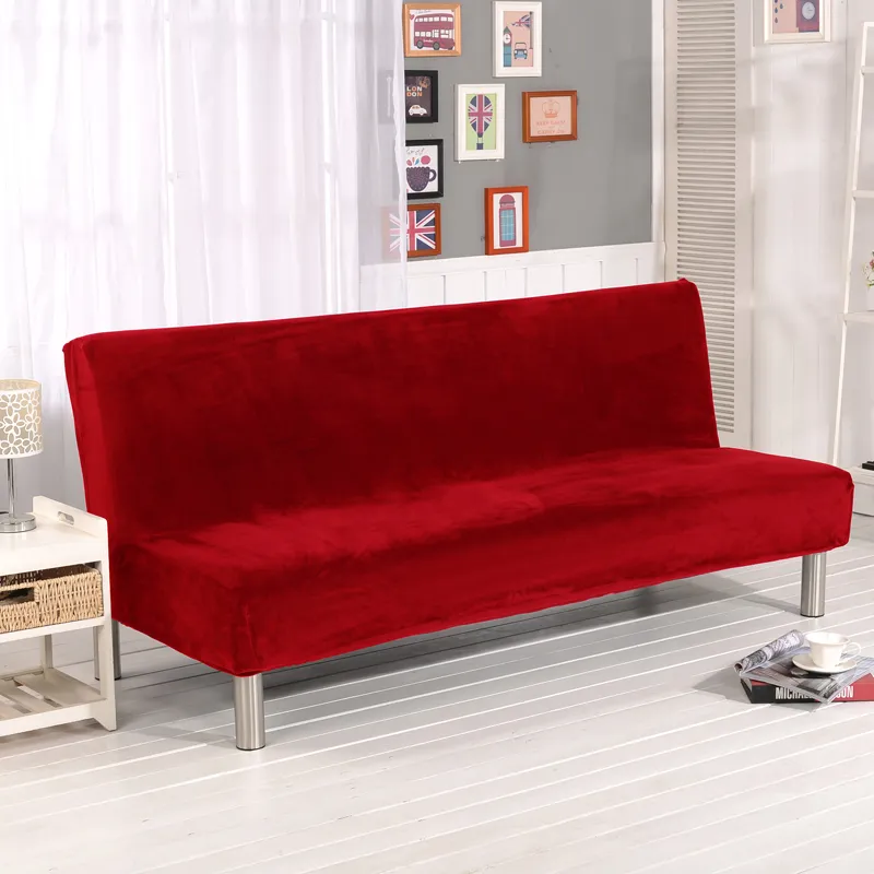 Peluş kumaş kat kolsuz kanepe yatak kapağı katlanır koltuk slipcover kalın kapaklar tezgah kanepe koruyucu elastik futon kapağı kış lj2825