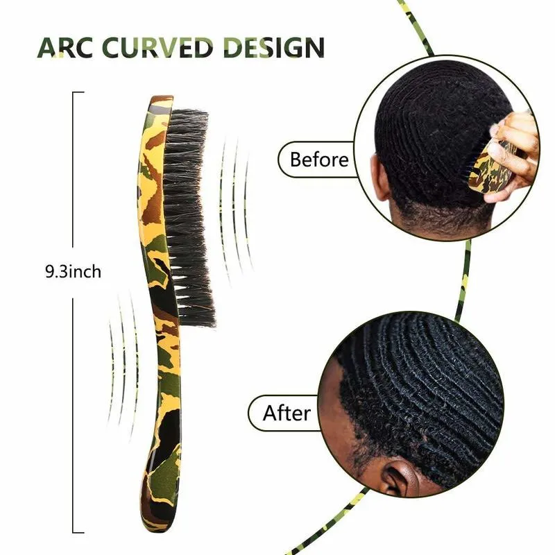 Drewti Curved Wave Brush Combs Hard Wild Boar Bristles Men Professionellt hårstylingverktyg Skägg frisör rakare 220222361168