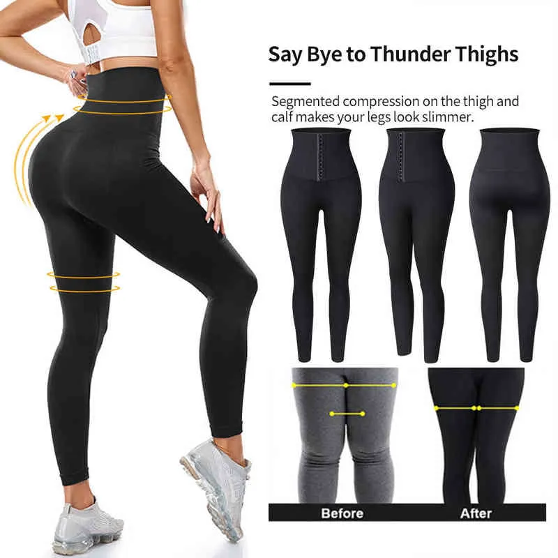 Kiwi Rata Super High Taille Corset Leggings voor vrouwen met verstelbare lichaamsvorming Taille Cincher Corset Yoga -broek H1221