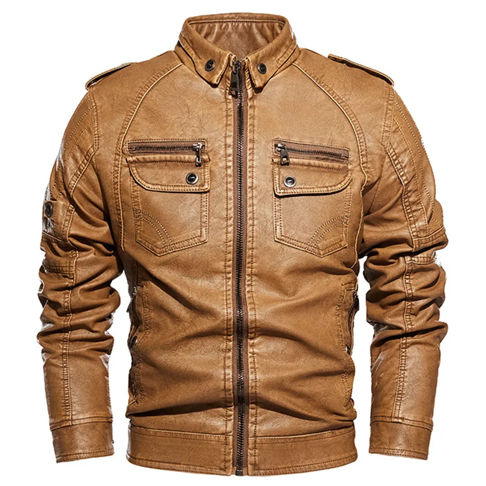 Herfst Winter Lederen Jacket Men Leather Bomber Jacket Motorfietsjas Man Vintage Jacket Burined Warm Outsear Coat Plus Size 204469526