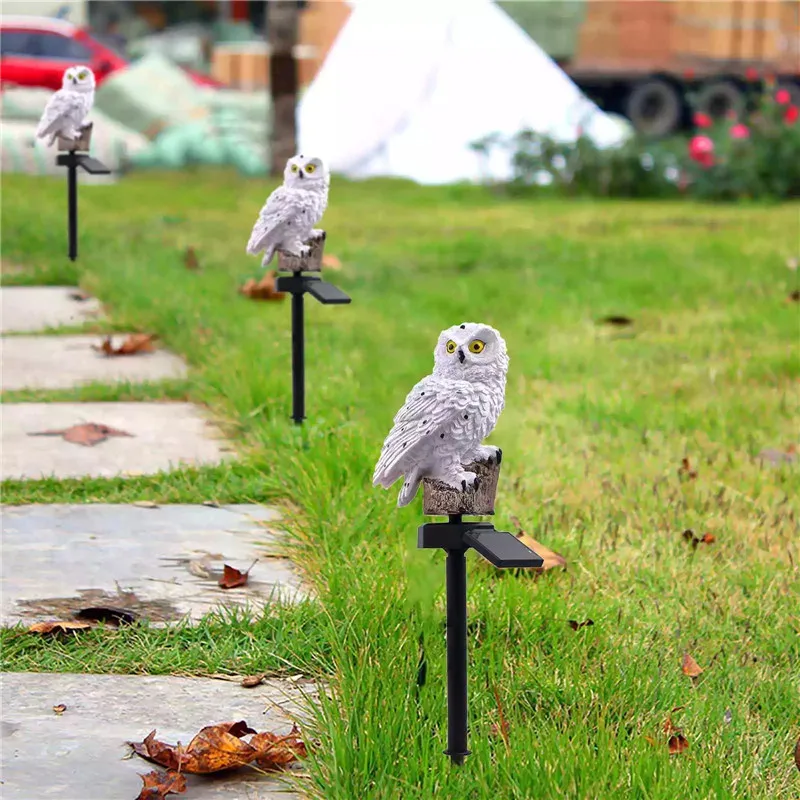 Hibou lumière solaire avec panneau solaire LED faux hibou étanche IP65 extérieur LED à alimentation solaire chemin pelouse cour lampes de jardin décor T200117201J