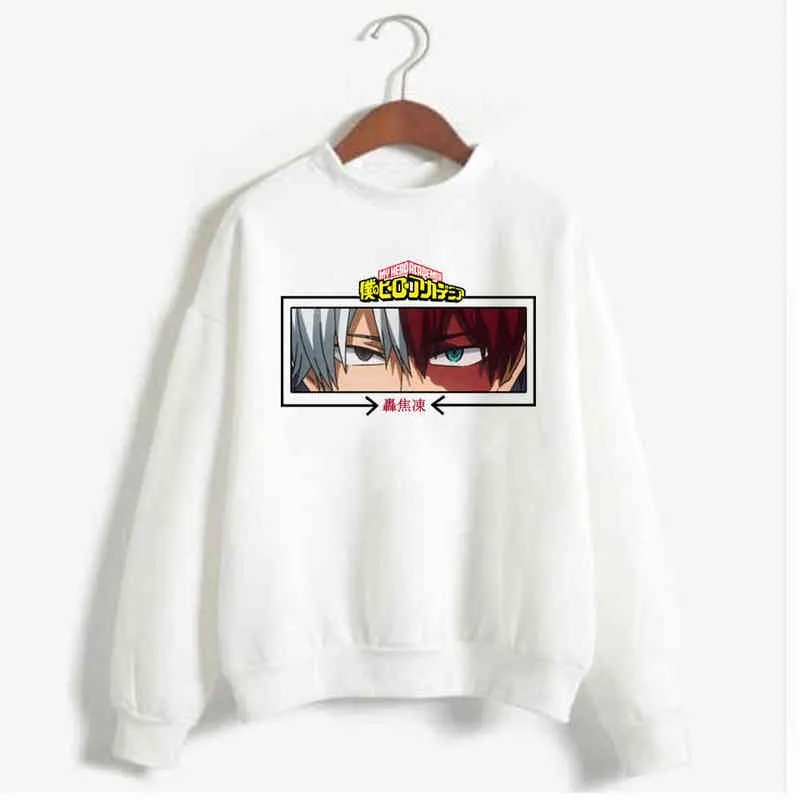 Min hjälte Academia Unisex Sweatshirt Japansk Anime Shoto Todoroki Ögon Tryckta Mäns Streetwear H1227