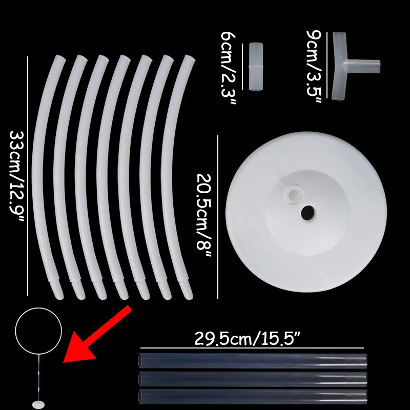 1 مجموعة / 2 مجموعة الأبيض جولة دائرة بالون حامل حامل بالون الإطار ديكورات الزفاف / استحمام الطفل / عيد ميلاد حزب العمود حامل 1027