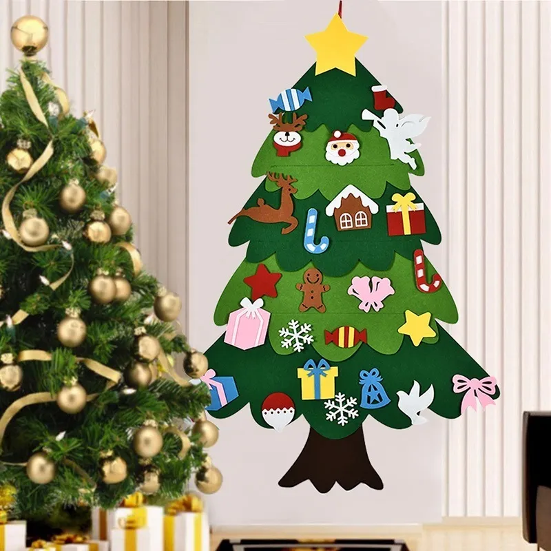DIY árvore de Natal feliz Natal feltro decorações para casa ornamento natal navidad navidad presentes de ano novo crianças presente 201127