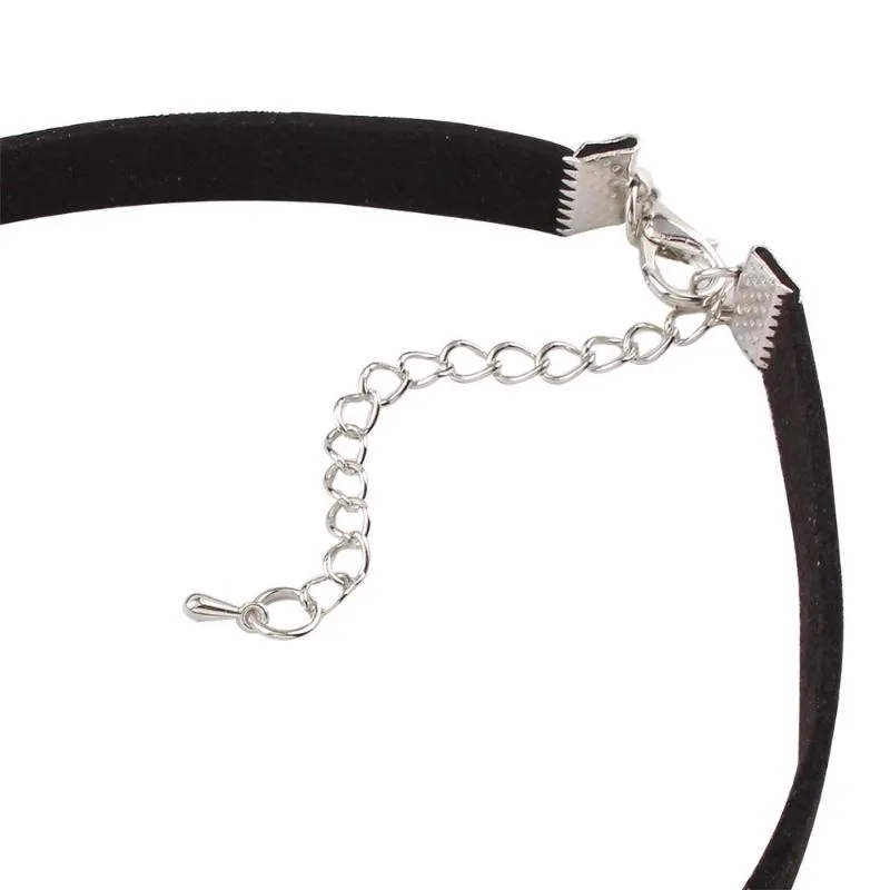 Fianiczny czarny goth choker Naszyjnik aksamitny gotycki chocker ręcznie robiony księżyc wisiorek dla kobiet fajne biżuterię