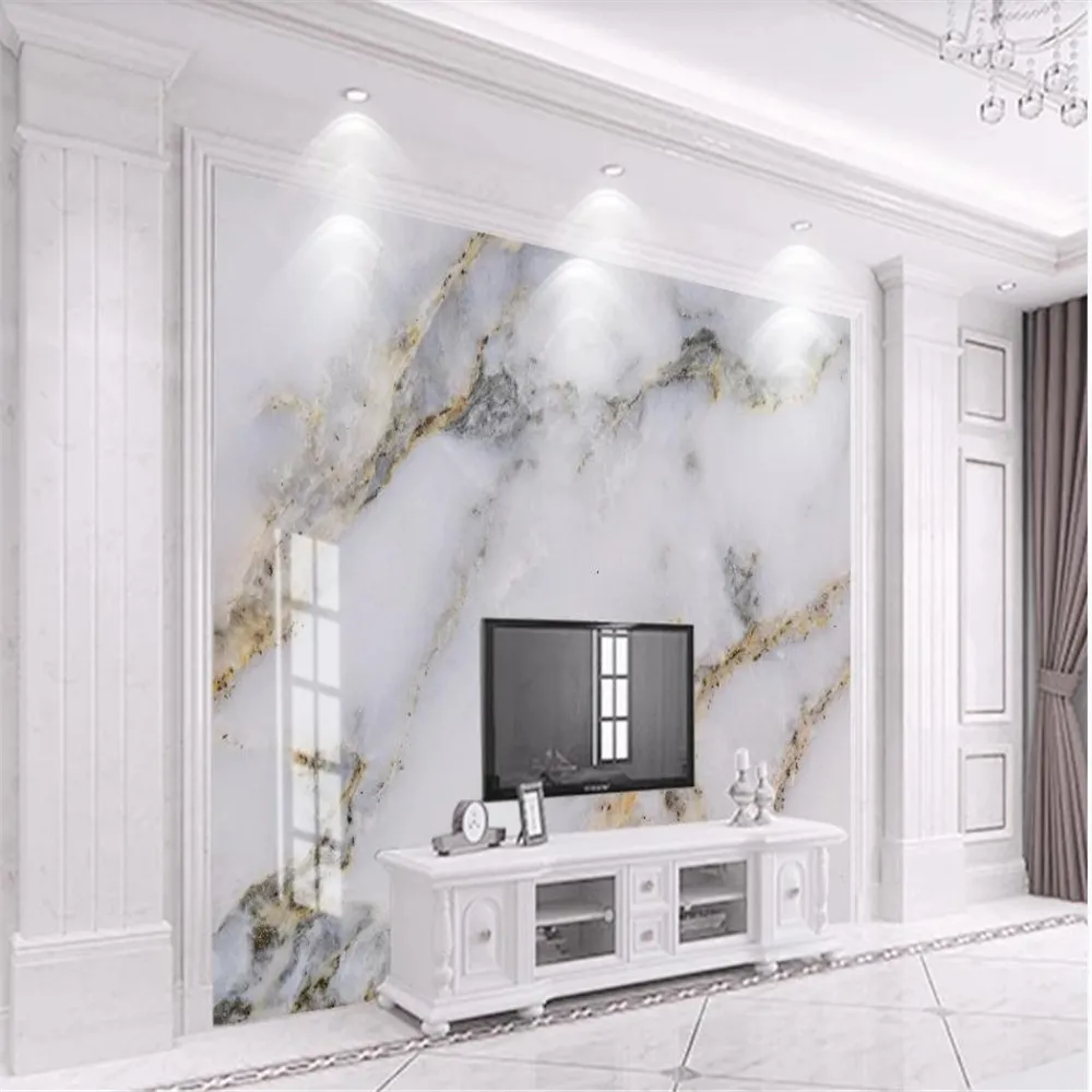 Papel de parede moderno e minimalista de mármore dourado, fundo de parede 3d, murais para sala de estar, 3d personalizado, papel de parede 274w