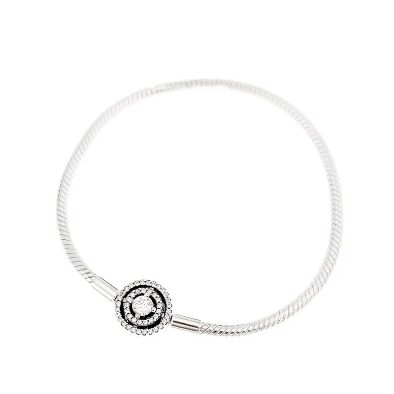 gioielli pandora Moments Halo Snake Chain Bracciale 925 Sterling silver Charm Beads Bracciali set donne con logo ale Bangle Regalo di compleanno bambini 590038C01