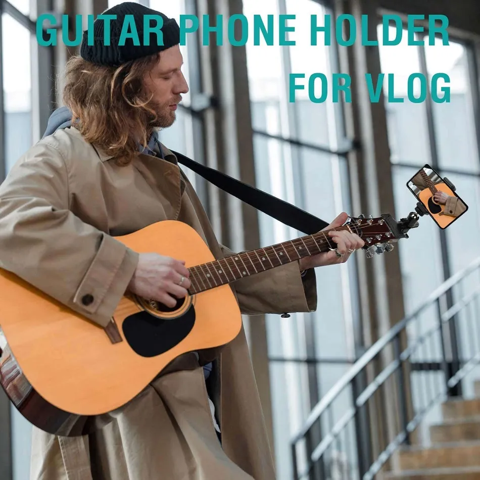 2022 New Gitarre Kopf Clip Mobiltelefon Halter Live Broadcast Bracket Stand Stativ Clip Head Support Desktop Music Guitar Holder