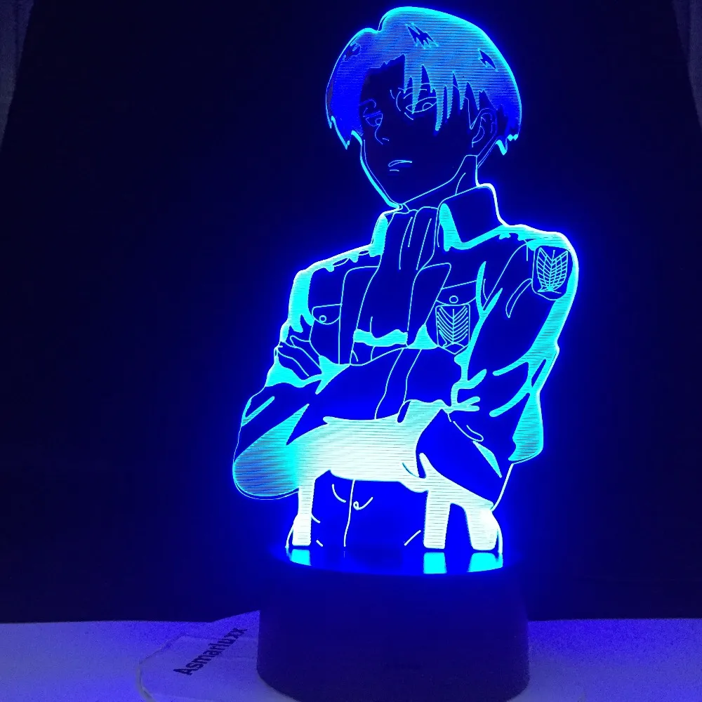 Attacco al titano Acrilico lampada da tavolo Anime decorazioni la casa Light Cool Kid Child Gift Levi Ackerman Figura Night Light278i