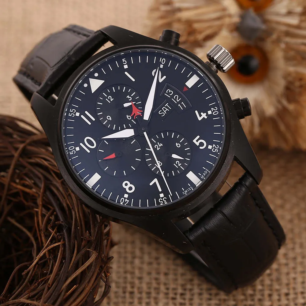 Men's watch automatic mechanical watches waterproof 6-pin high-grade leather182a