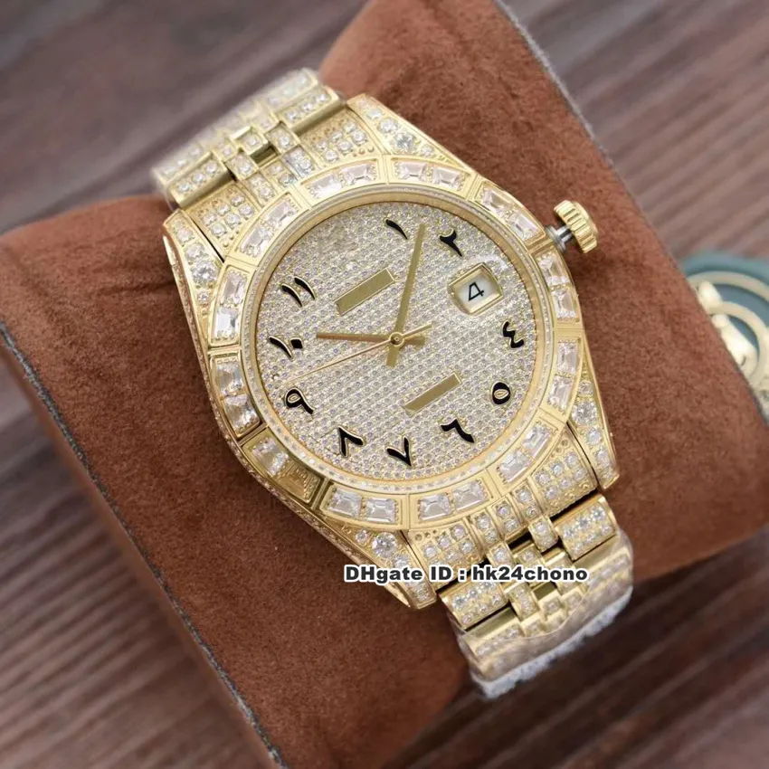 2020 luxo de alta qualidade 6 estilo 41mm 126300 diamante completo cal 3255 autoamtic relógio masculino diamantes mostrador árabe pulseira de diamante gent274u