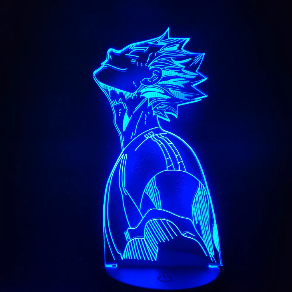 HAIKYUU BOKUTO ANIME 3D Bordslampa Akryl 7 Färgförändring Led Night Light Home Decor Kids Christmas Gift3162