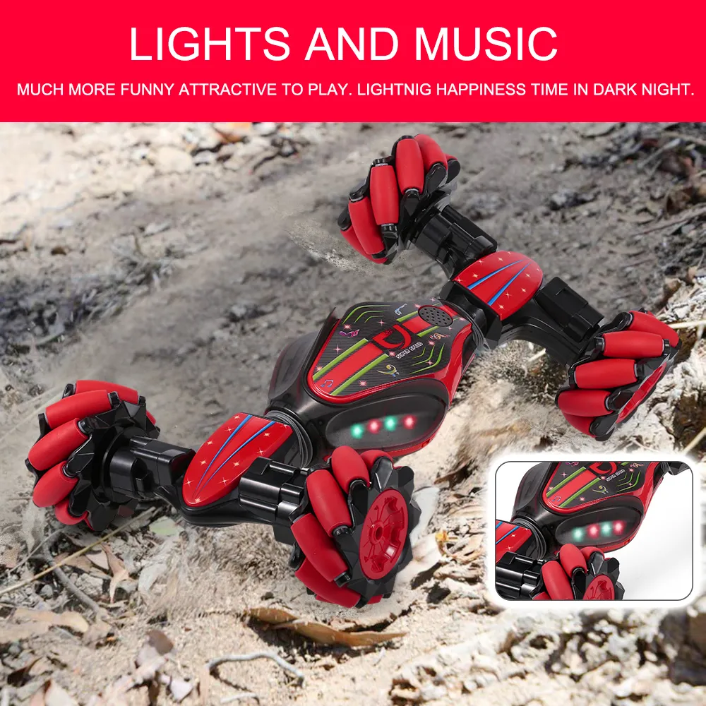 Double Side Stunt Car Gest Sensor Watch Control Drift RC Car Light Music Remote Control Transformer Cars Toy for Kids LJ2009196388998