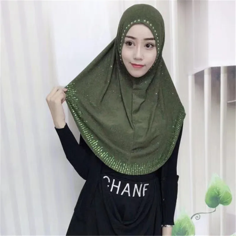 Muslim Headscarves Ready To Wear Hijab Instant Rhinestone Al-amira Muslima Shawl Islamic Headband Headwarp 201224283u