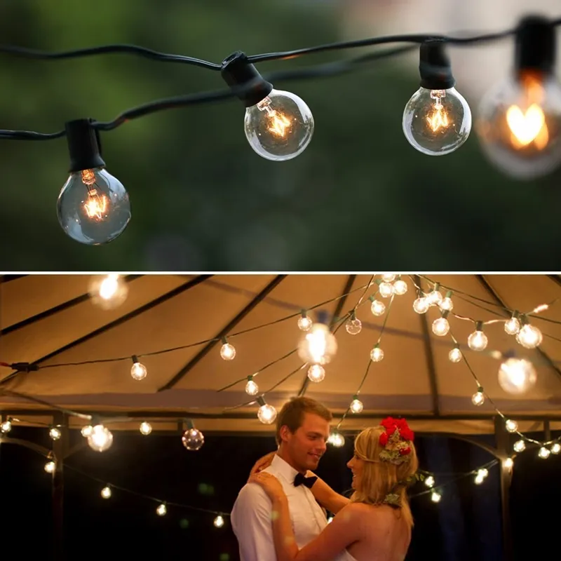 Patio Lights G40 Globe Party Christmas String Light,Warm White 25Clear Vintage Bulbs 25ft,Decorative Outdoor Backyard Garland 201006