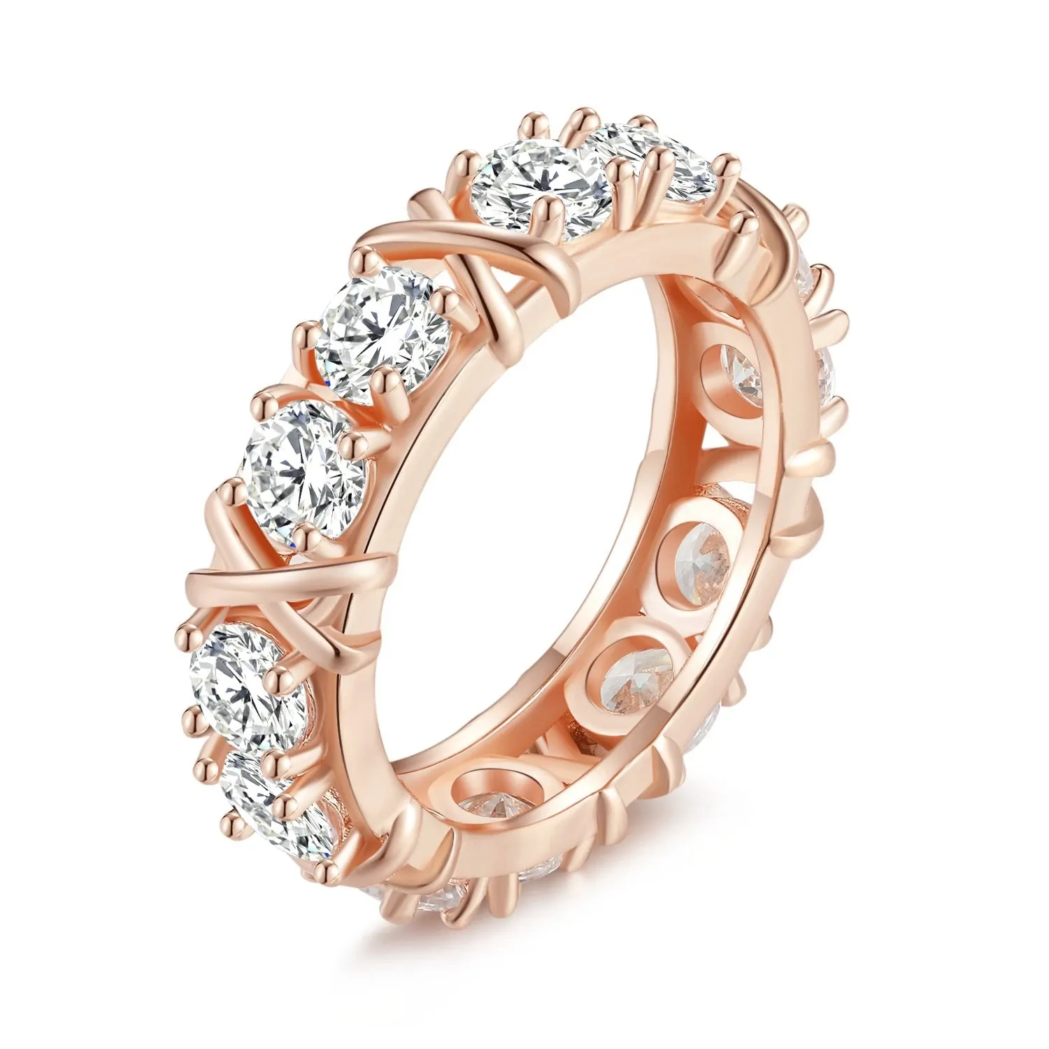 Корейский стиль моды S925 стерлинговые серебристые розовое золото крест бриллиант пары кольцо свет роскошные ниши изысканные украшения подарок