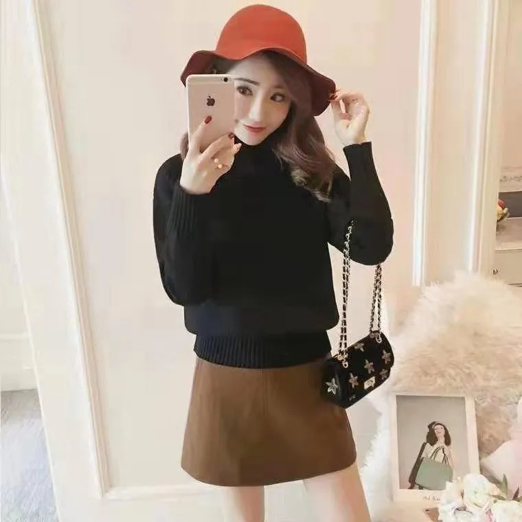 Winter Women Sweater Casual Turtleneck Sweaters Sweaters Mulheres Manga Longa Camisinho Branco de malha elegante suéter feminino 201203