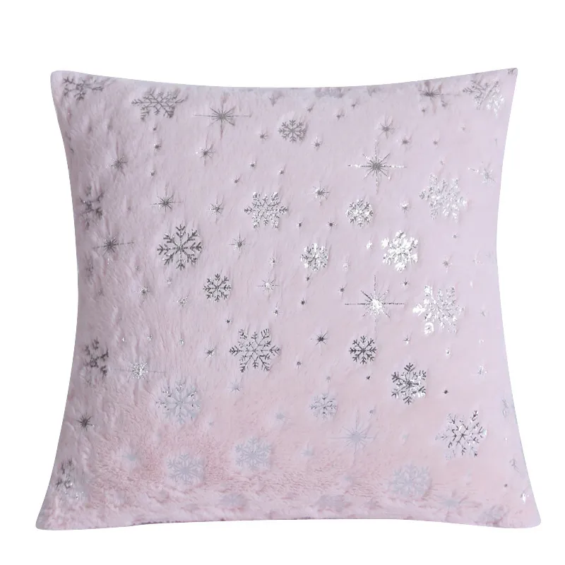 Almofadas decorativas de 45x45cm de prata de flocos de floco de neve prata capa de pelúcia de luxo de caia