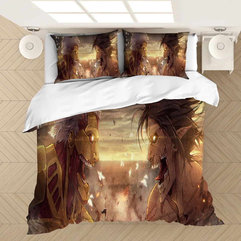 Anime -Angriff auf Titan 3D bedruckte Bettwäsche Set Duvet Deckung Kissenbezüge Bettwäsche Bettwäsche Bettwäsche Bett Linenno Blatt C10182982820