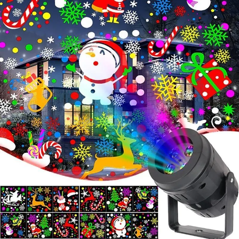 Decoração de Natal LED Projetor Luz 12/20 Padrões Luz de Palco Laser Floco de Neve Papai Noel Projeção Ao Ar Livre À Prova D' Água Y201020