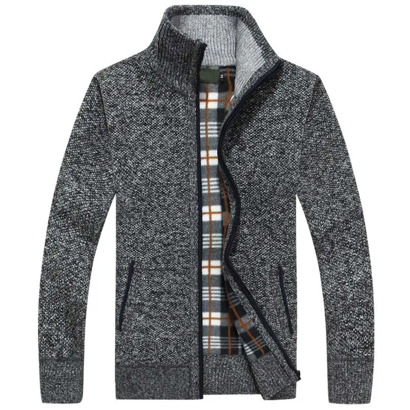 Autumn Winter Jacket Men Sweater Warm Cashmere Wool Zipper Cardigan Coat Dress Casual Knitwear Male Clothes 201104