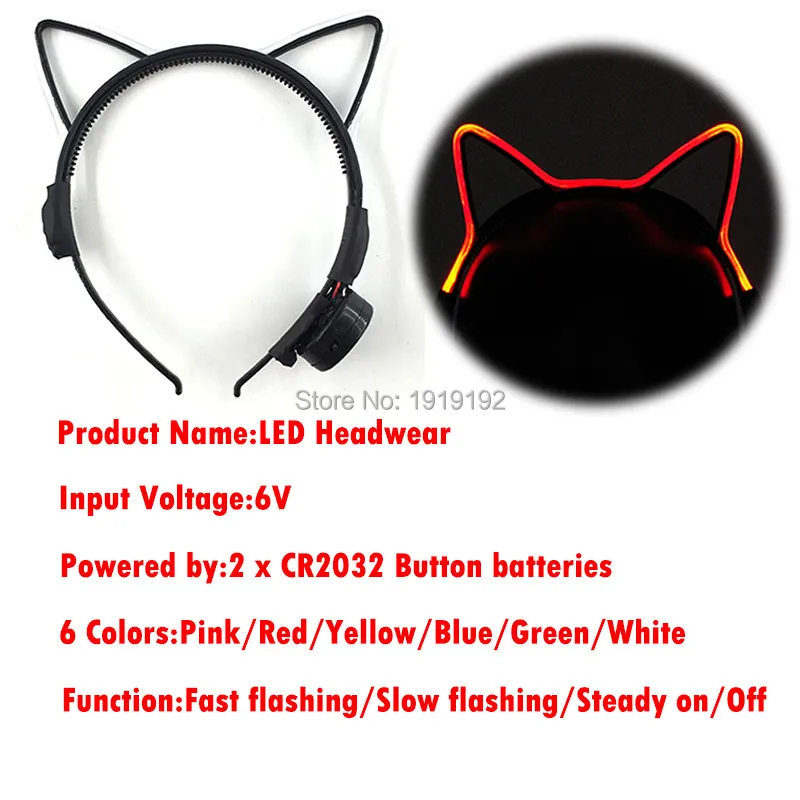 Accessori costumi Articoli feste luminosi e divertenti Copricapo illuminato a LED Fascia lampeggiante Accessori feste di compleanno Fascia orecchie di gatto carino