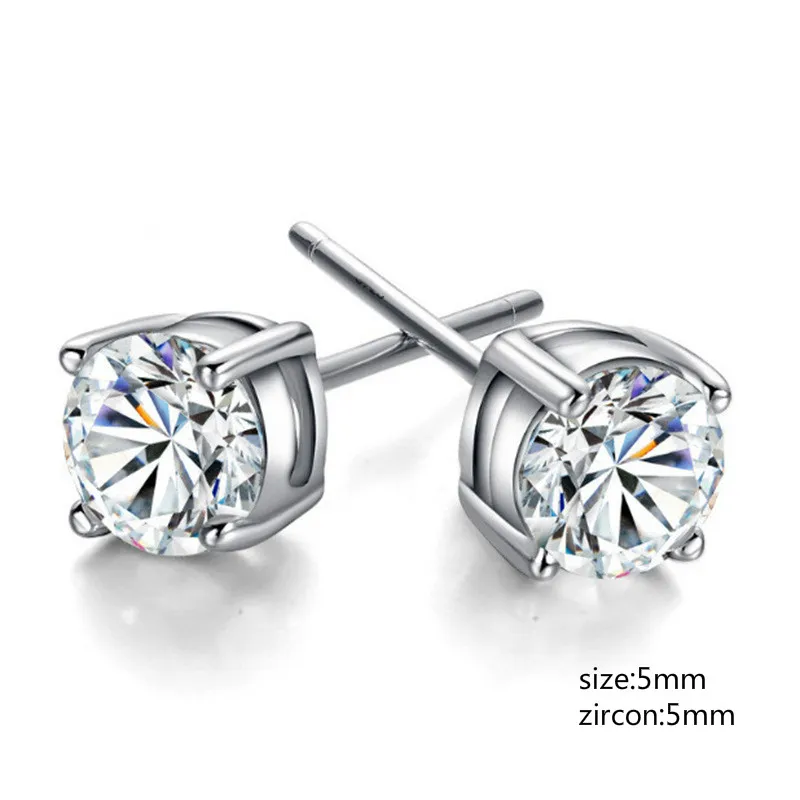 Zircon Diamond Stud örhängen Silver Crystal Women Wedding Ear Rings Fashion Jewelry Gift Will and Sandy