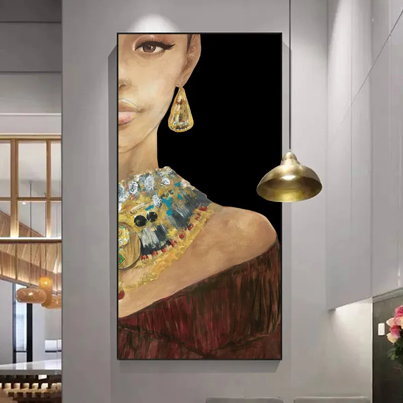 Impressions sur toile femme africaine moderne décor à la maison affiches et impressions mur Art photos pour salon peinture à l'huile impression sur toile