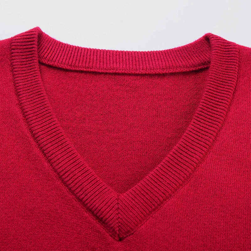 Klassieke stijl 8 kleuren heren v-hals vest trui zakelijke mode casual effen kleur mouwloze pullover vest tops mannelijk merk 211221