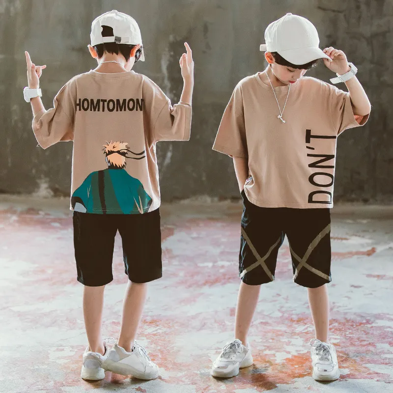 Summer Boys Clothing Sets Children T -shirt Korte mouwbroek Twee stukken Kinderkleding 6 8 10 11 12 jaar 220620