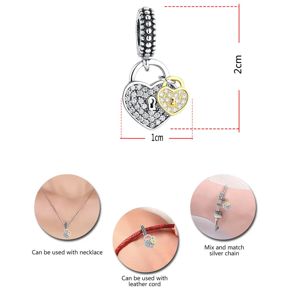 925 Sterling Silver Charms Love Family Mother Daughter Heart Split Pendant DIY Fine Beads Fit Original Pandora Bracelet Jewelry