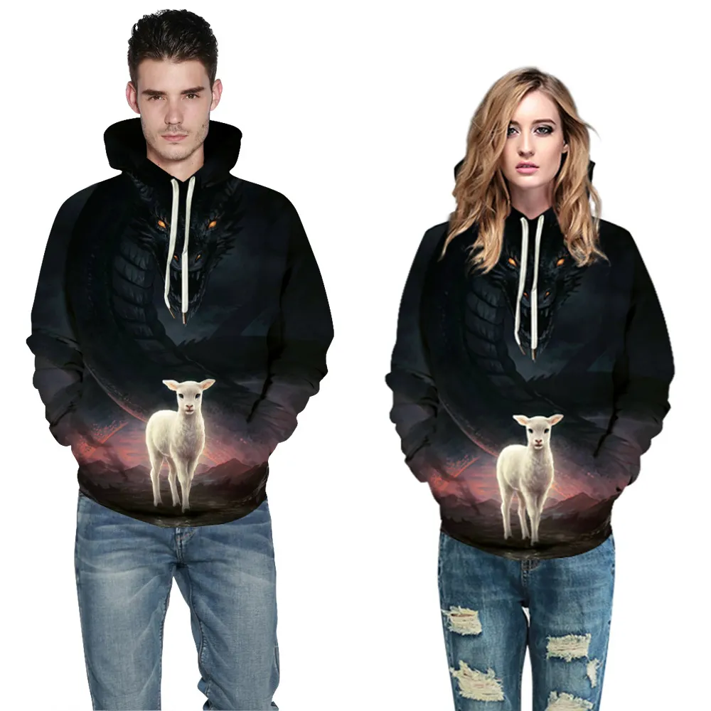 Men's Hoodies & Sweatshirt space suit digital contrast color printing couple suit hooded long-sleeved sweater ladies casual loose baseball uniform unisex Fleece