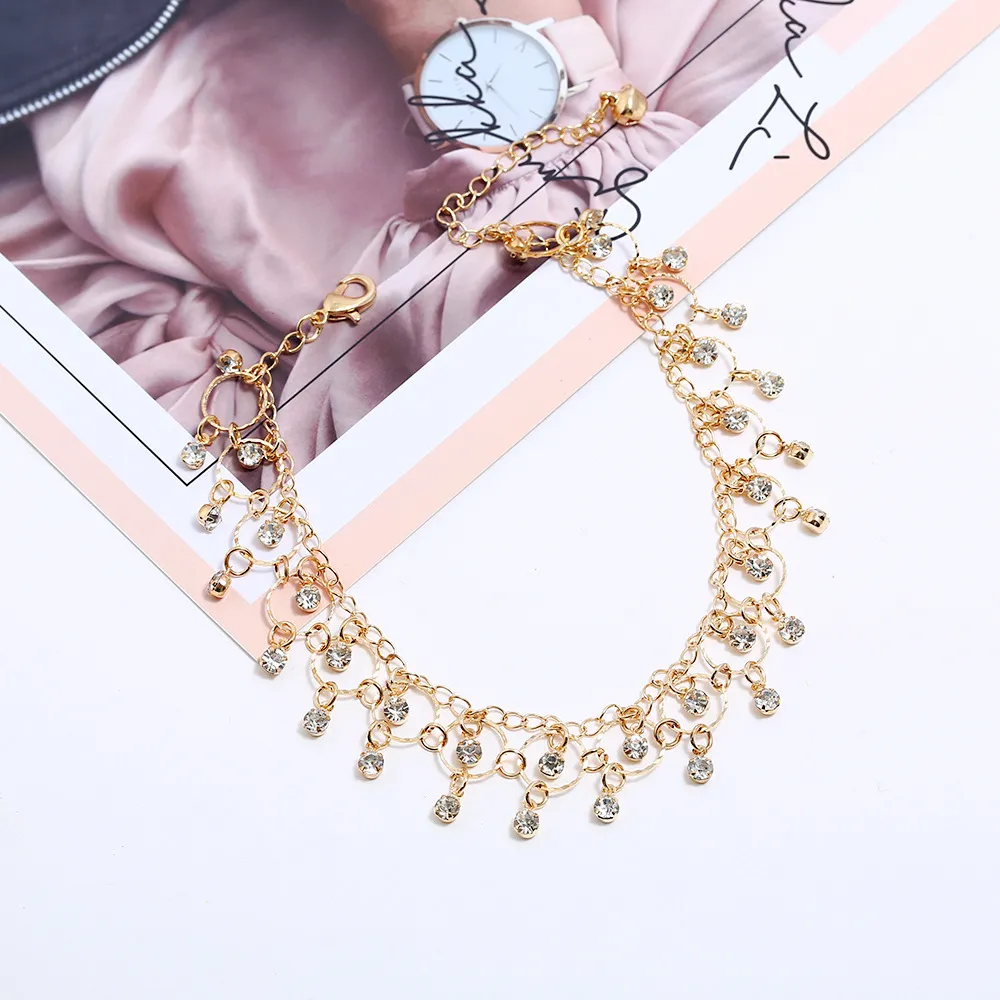 Bracelet de cheville bohème à perles rondes pour femmes, accessoires, couches d'or et d'argent, sandales pieds nus, bijoux cadeau