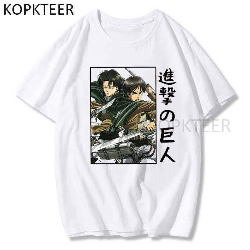 Attack på titan anime t-shirt män kvinnor t-shirt toppar kawaii anime manga tecknadare hajuku streetwear sommar tee shirt kläder y220208