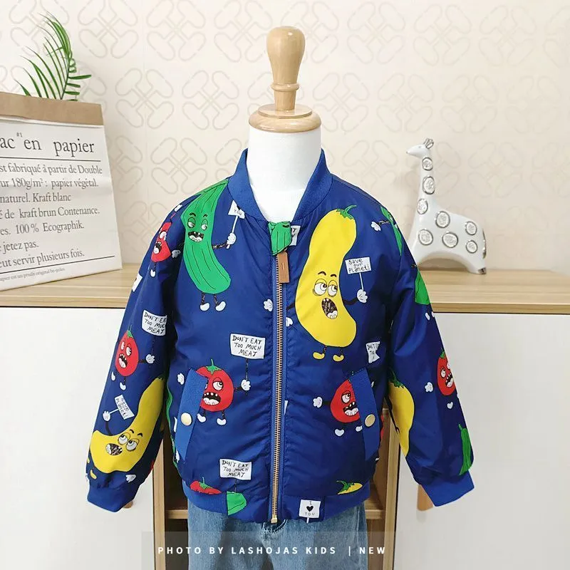 Hiver Bébé Filles Garçons Légumes Imprimé Long Veste Enfants Garder Au Chaud Épais Fruits Parkas Manteaux Enfants Filles Survêtement Garçons Cl LJ201017