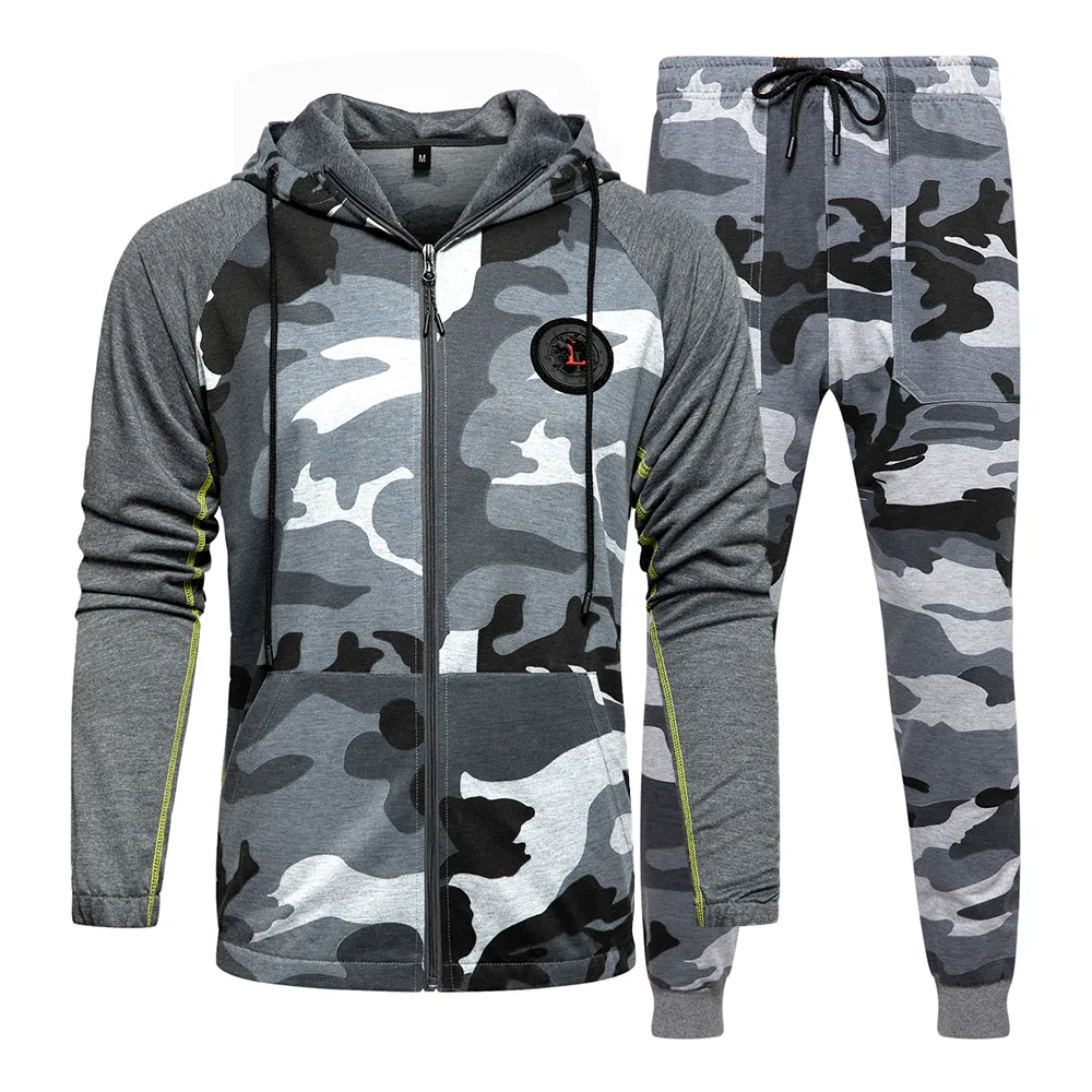 Männer Sportswear Camouflage Trainingsanzug Zweiteilige Set Marke Männer Sweatshirt Sets Military Hoodies Hosen Track Anzug Euro Größe 201109